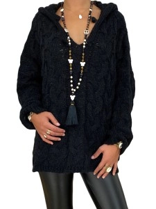 Solid color Fried Dough Twists knitting hoodie sweater