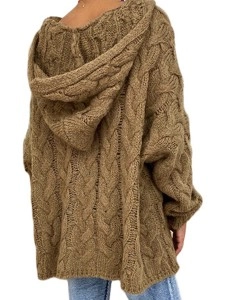 Solid color Fried Dough Twists knitting hoodie sweater
