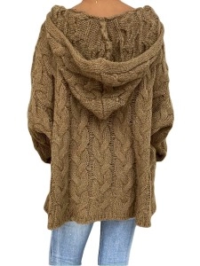 Solid color Fried Dough Twists knitting hoodie sweater