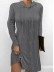 Solid color long sleeve hooded pullover knitted dress