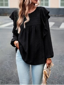 Solid color temperament casual long sleeves