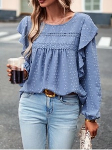 Solid color temperament casual long sleeves