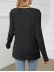 Solid pit stripe patchwork V-neck long sleeved loose fitting T-shirt