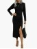 Solid Round Neck Slim Long Sleeve Split Dress