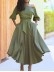 Solid Tie Pocket Long Sleeve Dress