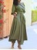 Solid Tie Pocket Long Sleeve Dress