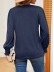 Solid V-neck gold lace patchwork loose fitting long sleeved T-shirt