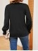 Solid V-neck gold lace patchwork loose fitting long sleeved T-shirt