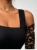Spliced Lace Off Shoulder Long Sleeve T-shirt
