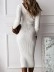 Street Solid Basic V Neck Wrapped Skirt Dresses