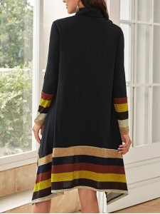 Striped Print Asymmetrical Hem Dress