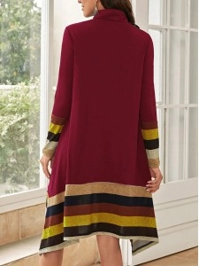 Striped Print Asymmetrical Hem Dress