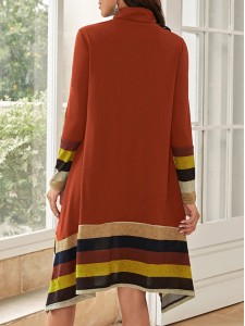 Striped Print Asymmetrical Hem Dress