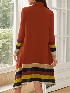 Striped Print Asymmetrical Hem Dress