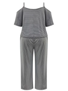 Striped rompers with straps for women