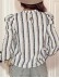 STRIPED SHIRRED ROUND NECK SHEATH CASUAL BOHO BLOUSE