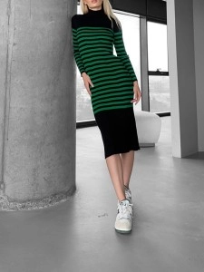 Stylish contrast striped dress
