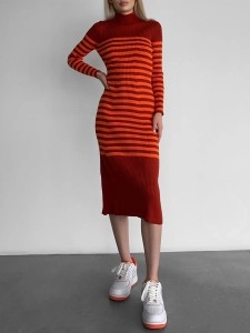 Stylish contrast striped dress