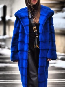 Stylish solid color faux fur long coat