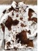 Stylish zipper plush cow print sweatshirt