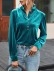 Suede metal button collar casual top