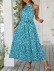Summer Bohemian Floral Flowering Ruffle Edge Open Collar Sleeveless Long Dress