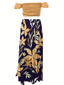 Summer sexy strapless, off-the-shoulder, half-skirt vacation set