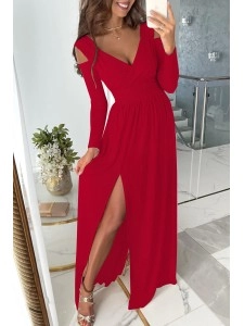 Sweet Elegant Solid Patchwork Fold V Neck Straight Dresses