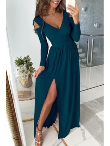 Sweet Elegant Solid Patchwork Fold V Neck Straight Dresses