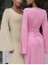 Tie-back flared long-sleeved high-waist ribbed maxi skirt