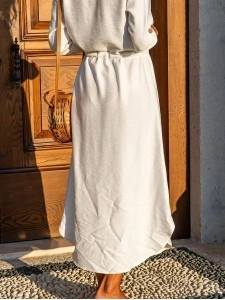 Tie Button Long Sleeve Shirt Dress