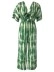 Tie dye green V-neck lace-up element wide-leg pants