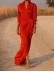 Tie High Waist Long Sleeve Slit Dress