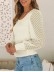 U-neck knitted patchwork transparent mesh casual top