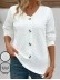 V Neck Buttoned Casual Sweatshirt