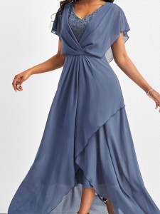 V-neck lace patchwork dress dress dress