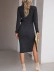 V-neck long-sleeved knitted strappy dress