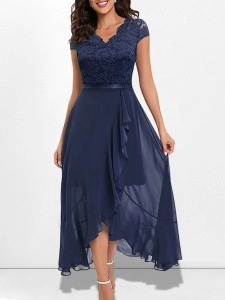 V-neck sleeveless lace mesh maxi skirt