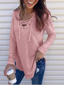 V-neck strappy loose top T-shirt