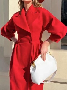 Vintage Palace Style Lantern Sleeve Woolen Coat Long Coat