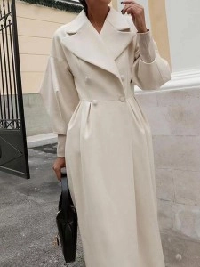 Vintage Palace Style Lantern Sleeve Woolen Coat Long Coat