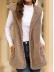 Vintage Solid Pockets Hoodie Casual Sleeveless Vest Outerwear