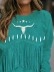 Vintage Western Fringe & Bull Skull Art Sweatshirt