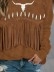 Vintage Western Fringe & Bull Skull Art Sweatshirt