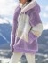 Warm plush patchwork zipper pocket with hood loose jacket