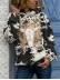 Western contrast cow print long sleeve hoodie