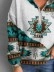 Western contrast print zipper sweatshirt