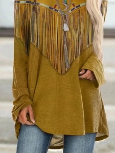 Western Fringe Print Long Sleeve Tunic