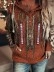 Western Print Long Sleeve Casual Hoodie