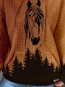 Western waffle horse print hoodie